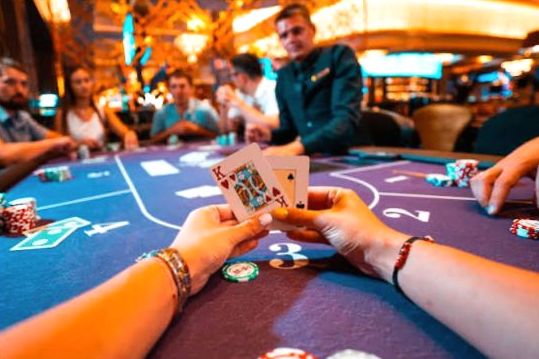 Corporate guests at casino-style entertainment stations
