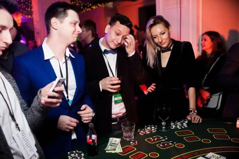Roulette-inspired themed wheel prepared as an event entertainment station